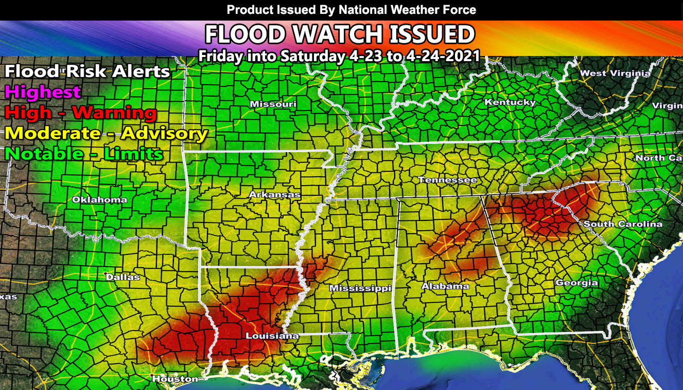 Flood Watch Issued for Texas Eastward Through The Gulf States Friday into Saturday; Tornado Dynamics Included