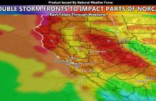 Double Storm Front To Impact Northern Half of California Later Today Through The Weekend; Zoom-in Rainfall Model Included