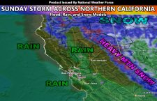 Sunday Storm System Into Northern California; Rain, Flood Risk, and Snow Forecast Models Included