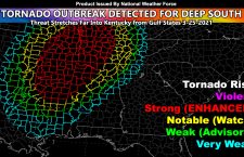 Tornado Outbreak Predicted For Deep South to Kentucky For Thursday March 25, 2021; Enhanced Tornado Watch Likely