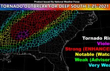 WARNING:  Enhanced Tornado Watch For Tornado Outbreak Issued For MS, AL, TN, and Kentucky For March 25, 2021