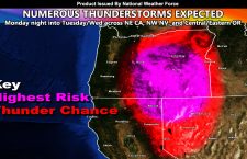 Numerous Thunderstorms Expected From Northeast California into North Nevada, North to Central and Eastern Oregon later Monday and Going Into Tuesday and even Wednesday; Details