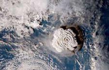 Satellite images from JMA show the volcano eruption in Tonga on Jan 15, 2022.