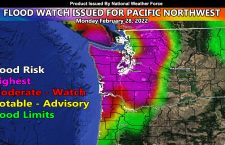 Heavy Rain To Return To The Pacific Northwest Tonight, Peaking On Monday With a Flood Watch Issued, Centering Western Washington State, Including Seattle