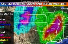 Major Storm System To Bring Snow To The Colorado Surrounding Areas and Severe Weather and Flooding To The Southern Plains, Ozarks and Deep South Monday into Tuesday; First Details