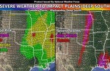 Severe Weather Returns To The Plains and Deep South Tuesday into Wednesday; First Outlook With Flood and Severe Storm Risk Models