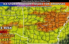 ICE STORM ADVISORY:  Ice Storm to Impact Arkansas, Including the Little Rock Metro Zones Monday Night through Thursday