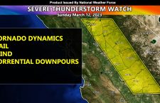 Severe Thunderstorm Watch Issued for California’s Central Valley with the Strongest for Merced and Madera Counties; March 12, 2023
