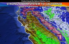 Storm System to Bring Rain, Snow, and Thunderstorms to California Tuesday into Wednesday; Final Maps Released