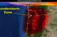 Thunderstorm Watch Issued for Northwest Oregon, Including Portland, Through Later This Evening