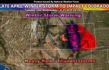 Late April Winter Storm Prompts Winter Storm Warning and Thunderstorm Watch Across Colorado with Snow and Thunderstorms; Details