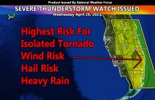 Severe Thunderstorm Watch Issued for Parts of Central and Southern Florida This Afternoon Through Later This Evening