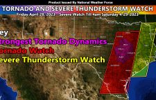 Tornado and Severe Thunderstorm Watch Combo Issued for the Eastern half of Texas; Strong Tornadoes Projected; Details