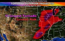 Tornado Outbreak Projected for The Midwest to Texas; Centers Northern Illinois for Tuesday April 4, 2023