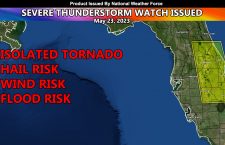 Severe Thunderstorm Watch Issued For Central and Eastern Florida, Centering The Orlando Theme Park Zones Today Until Midnight