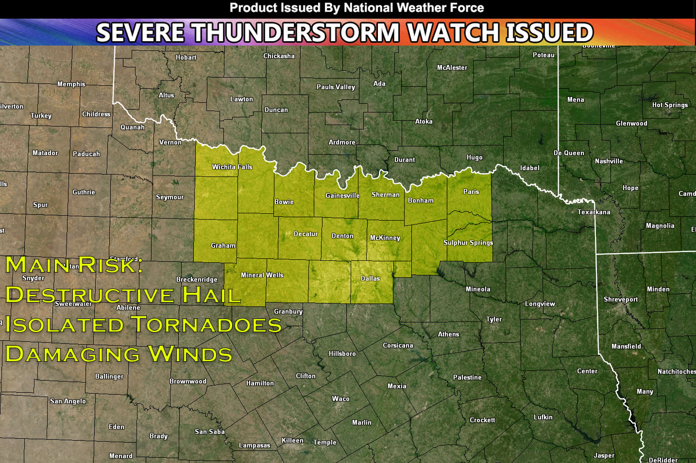 Severe Thunderstorm Watch Issued for Northern Texas until 11pm CDT