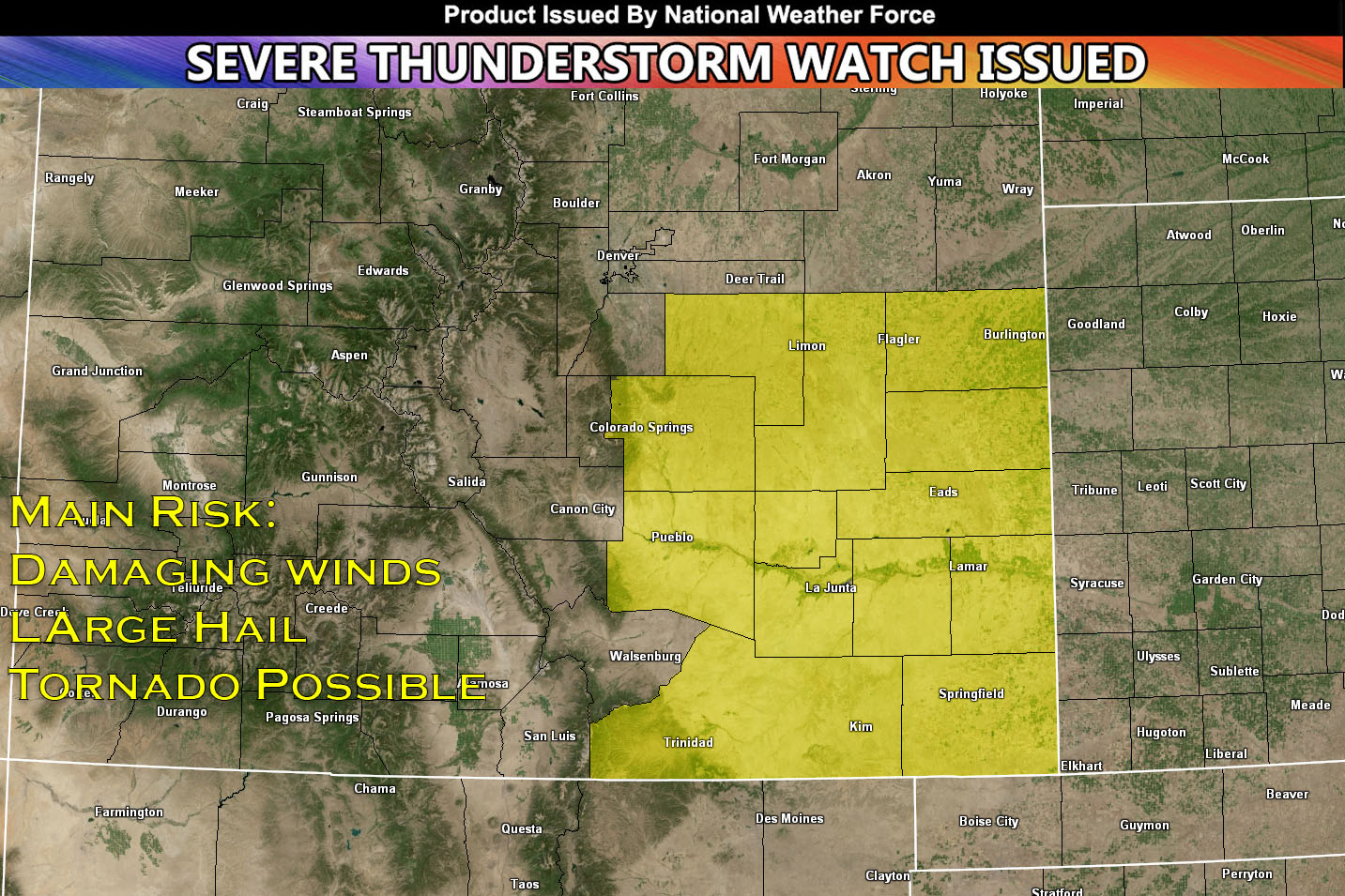 Severe Thunderstorm Watch Issued for Southeast Colorado Until 10pm MDT