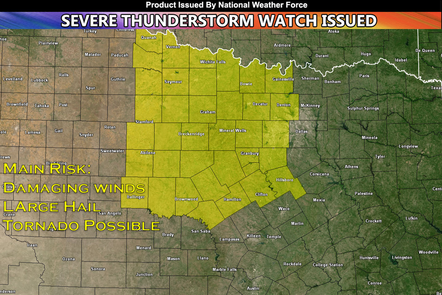 Severe Thunderstorm Watch Issued for Northcentral Texas Until 11pm CDT