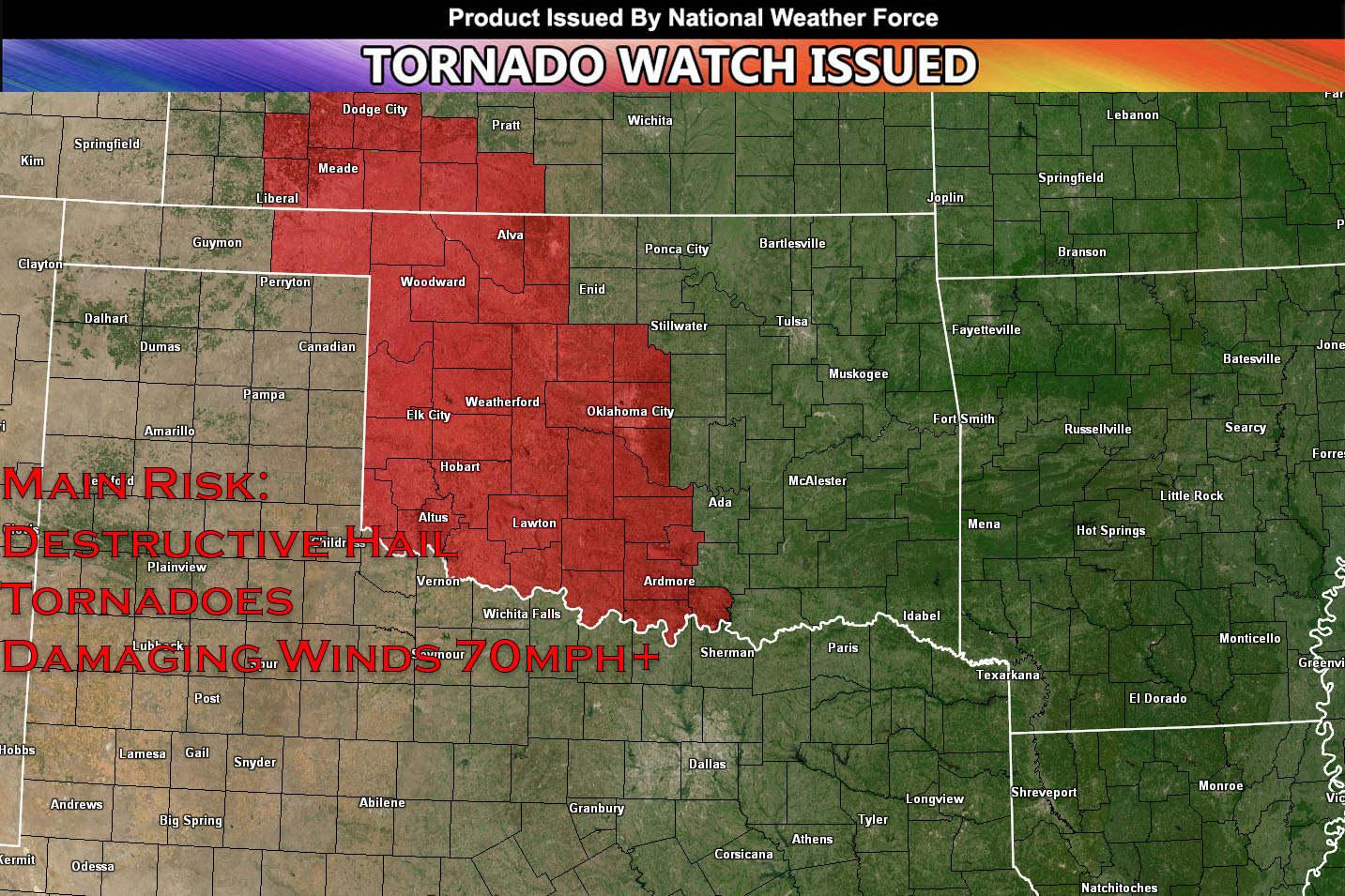 Tornado Watch Issued for Southwestern Kansas & Western Oklahoma until 10pm CDT