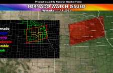 Tornado Watch Issued for the Eastern half of Nebraska This Evening Until Midnight; July 11, 2023