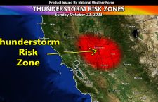 Thunderstorm Dynamics Center the Sacramento Forecast Area Today, October 22, 2023