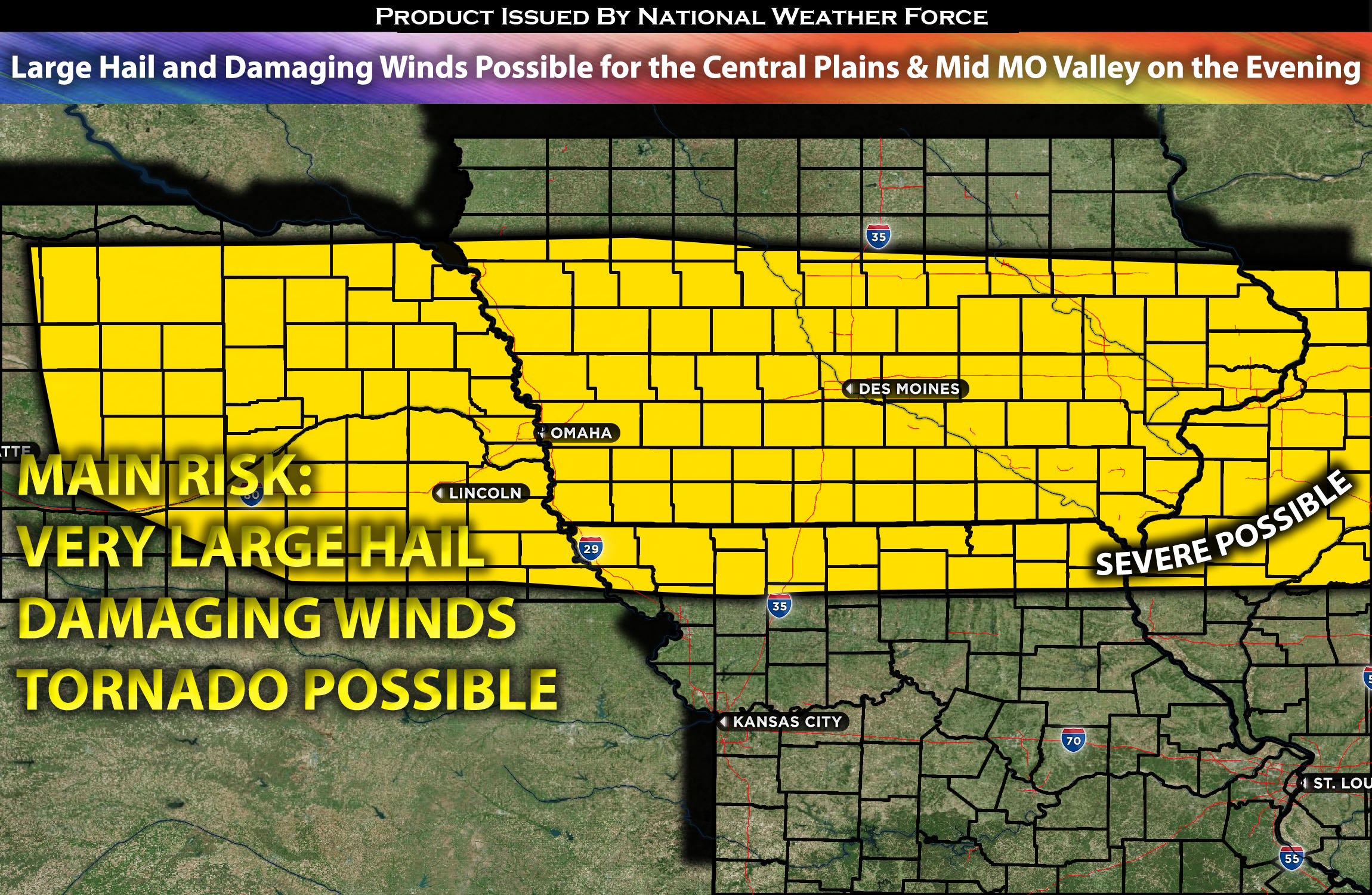 Large Hail and Damaging Winds Possible for the Central Plains & Mid MO