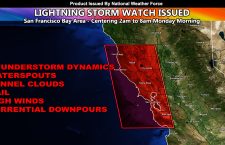 Lightning Storm Watch Issued For San Francisco Bay For Monday Morning Before or At Sunrise