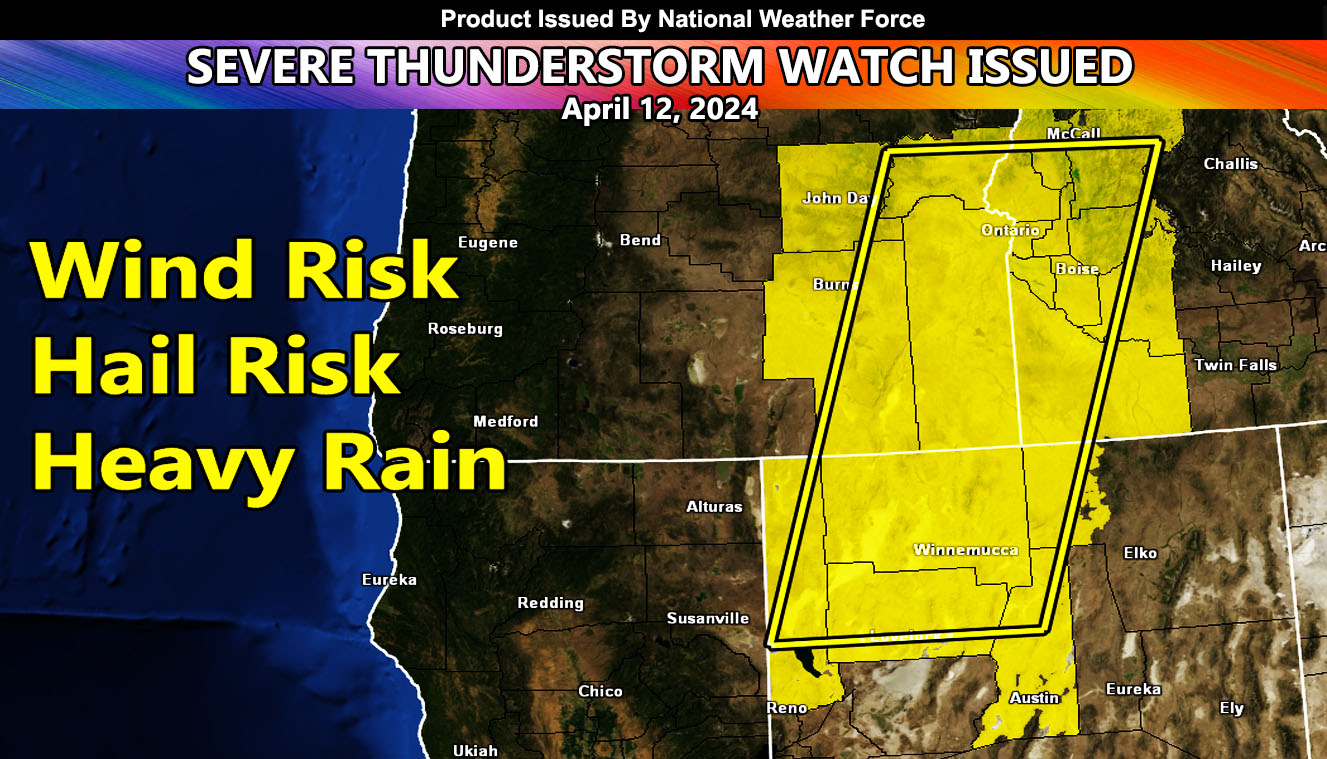 Severe Thunderstorms to Move Across Parts of Idaho, Oregon, and Nevada for April 12, 2024