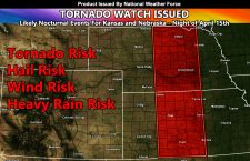 Overnight Tornadoes Likely for Kansas and Nebraska Tonight into the Morning of April 16, 2024