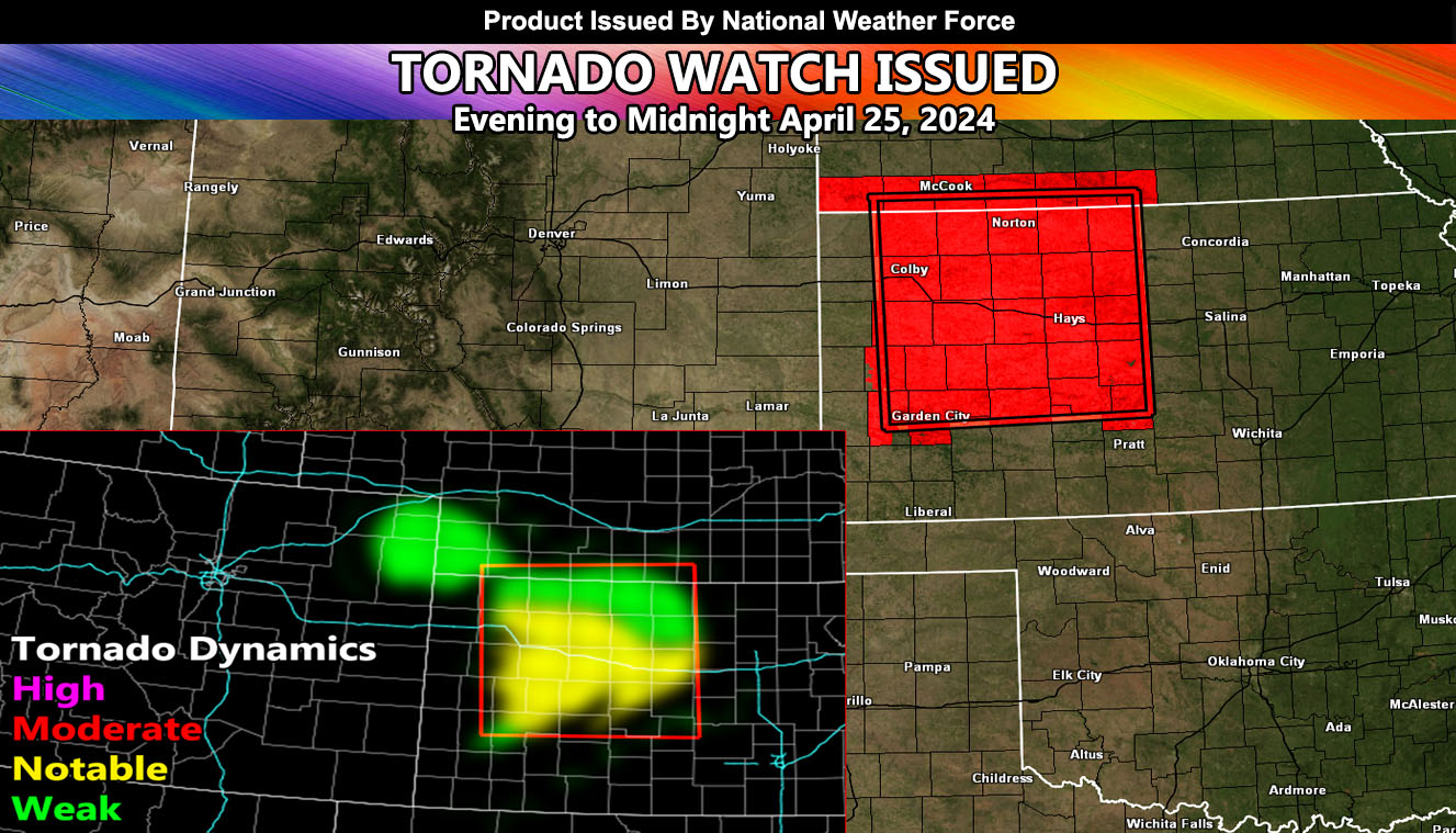 Tornado Risk This Evening for Western Kansas and Southwest Nebraska; April 25, 2024