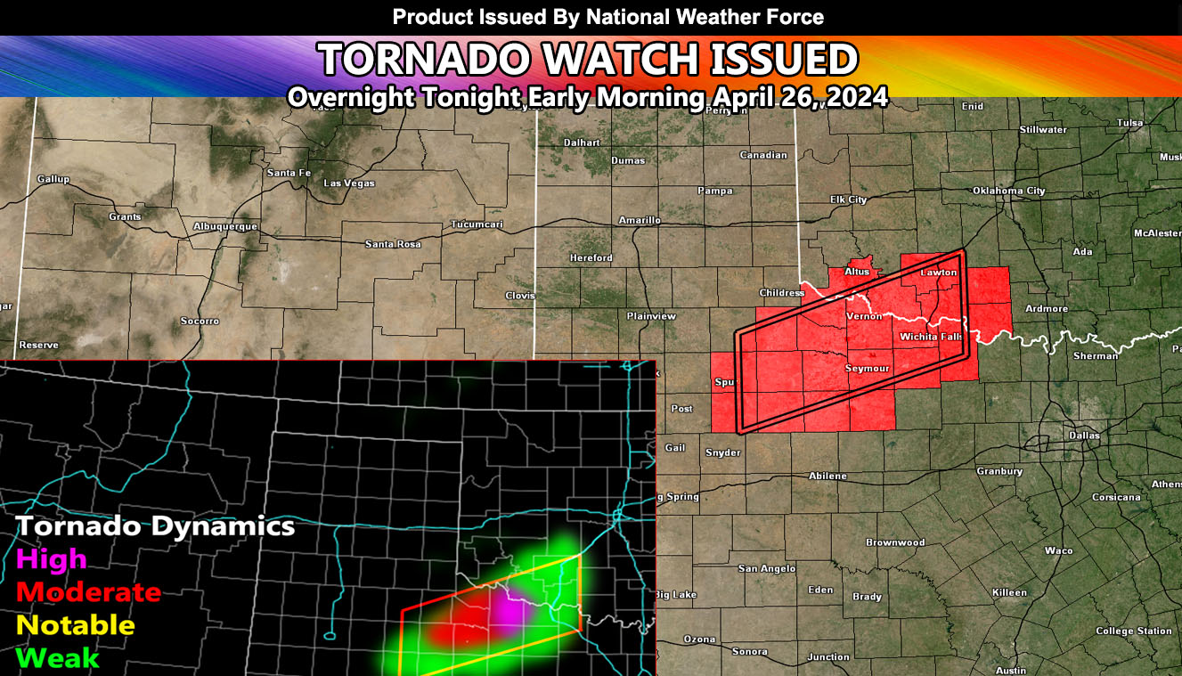 Severe Thunderstorm and Tornado Risk For Northwest Texas, Surrounding Vernon Overnight Tonight into Early Friday Morning