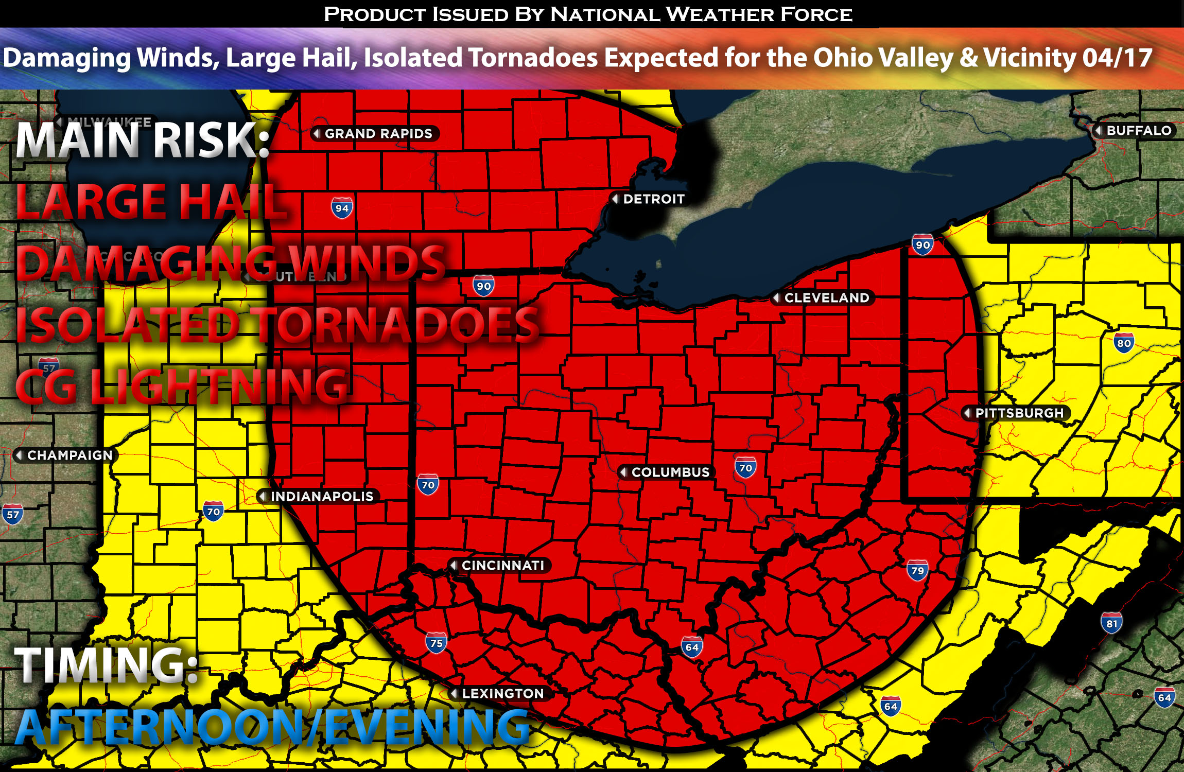 Damaging Winds, Large Hail, Isolated Tornadoes Expected for the Ohio Valley & Vicinity on April 17th