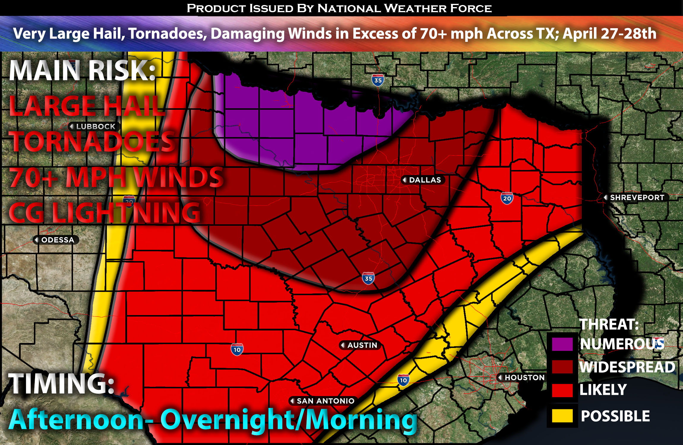 Very Large Hail, Tornadoes, Damaging Winds in Excess of 70+ mph Across Northern TX; April 27-28th