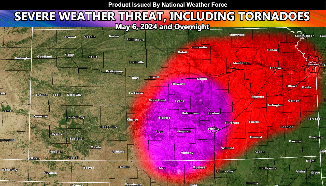 Severe Weather, Including Tornadoes, Likely for Kansas for Monday, May 6, 2024; Details