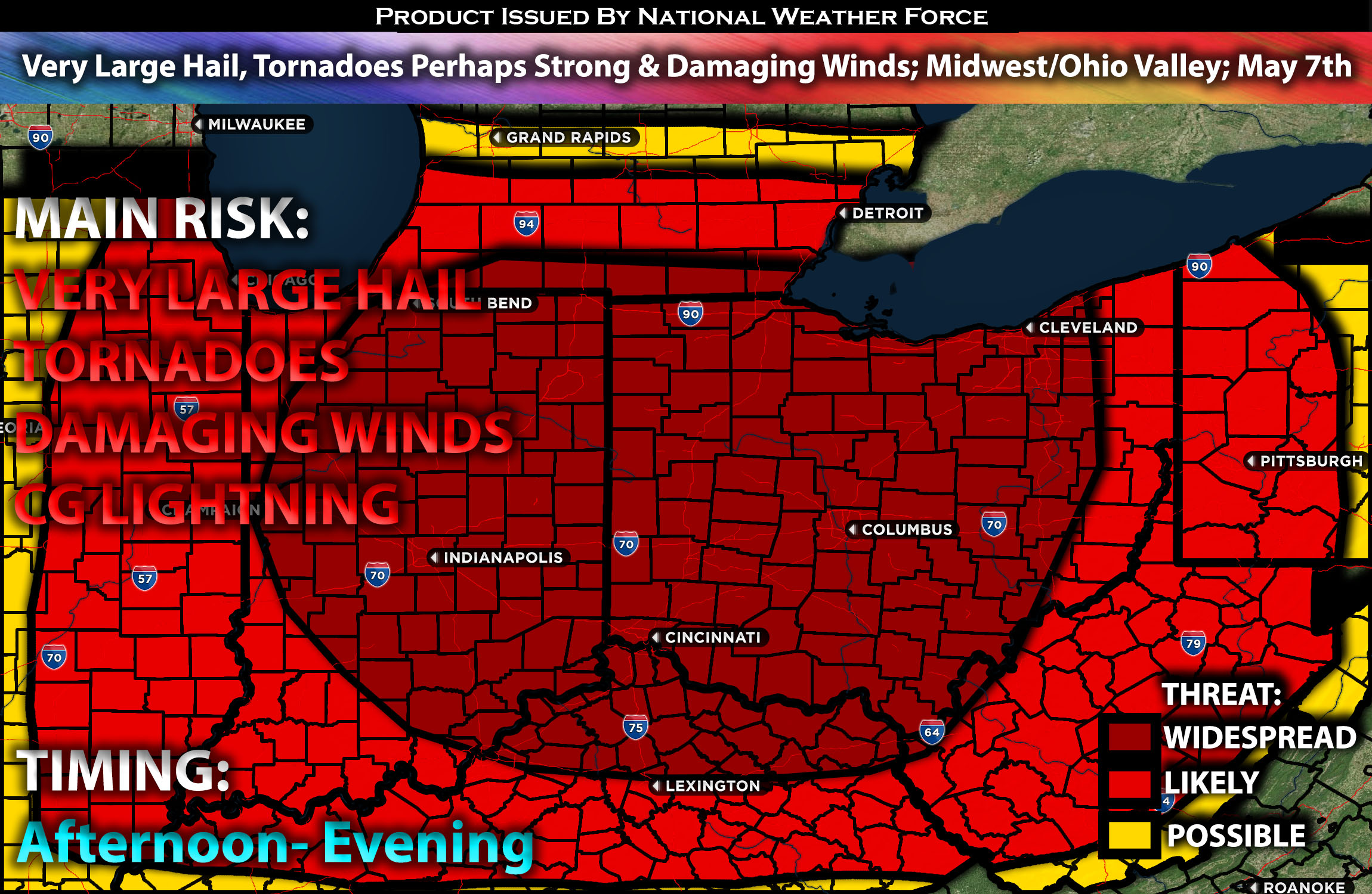 Very Large Hail, Tornadoes Perhaps Strong & Damaging Winds; Midwest/Ohio Valley; May 7th