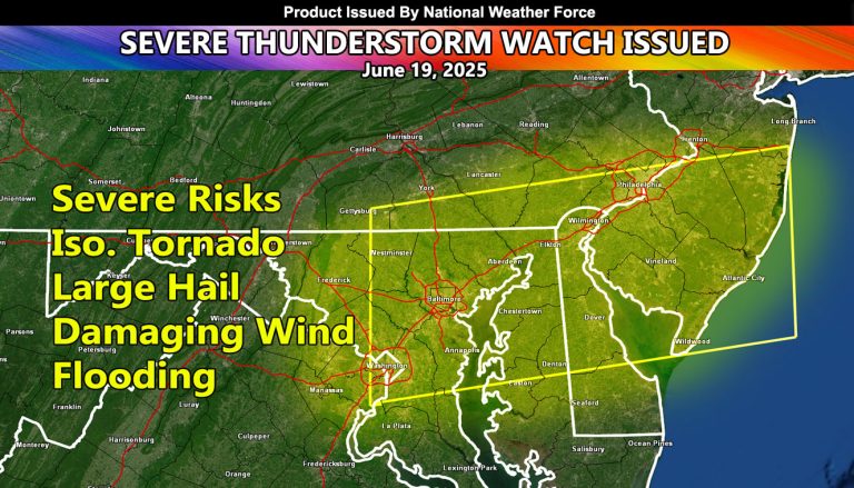 Severe Thunderstorms To Move Through The Mid Atlantic This Evening; Targets Baltimore at the center